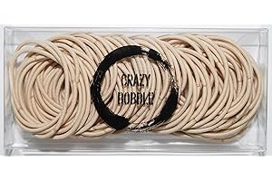 Crazy Bobble® Premium Non-Metal Hair Elastic Hair Bands 2mm, Bulk Hair Ties, Ponytail Holders For Adults and Kids (100 Pcs per Box) (Beige Blonde)