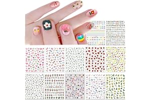 ‎JMEOWIO 12 Blatt Nagelsticker Süß Kinder Nagelaufkleber Selbstklebend Weihnachtsblumen Blätter Tiere Pflanzen Früchte Nail Art Sticker Dekoration Nageldesign Zubehör