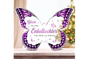 JOYVADO Geschenke für Enkeltochter, Beste Geschenk Enkeltochter Geburtstag von Oma und Opa, Schmetterlings-Acryldekoration/Briefbeschwerer