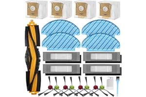 AiLomey Ricambi Accessori per Ecovacs Deebot OZMO T8, T8+ T8 Max, N8, T9, T9+ Aspirapolvere, 1 Spazzola Principale + 4Filtri + 8 Spazzole Laterali + 4 Panni+4 Sacchetti