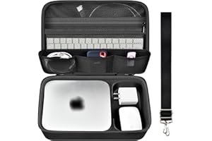 AGAINMORE Funda compatible con Apple Mac Mini M1 y Mac Mini modelo anterior de computadora de escritorio, organizador de electrónica dura, cargador y accesorios (solo caja), color negro