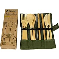 BlueFox Reisebesteck Bambus für 2 Personen mit Etui, Campingbesteck Set nachhaltig & leicht, umweltfreundliches Besteck…
