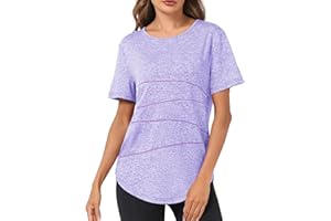 Terecey Camisetas Deporte Manga Corta Mujer Camiseta Tecnica para Mujer Suelta Camiseta Fitness Mujer y Cuello Redondo Camiseta Deportiva de Secado Rápido para Yoga Pilates S-XXL