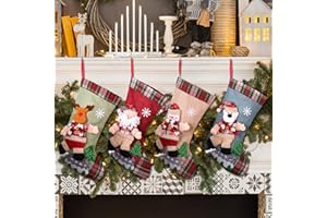 NIBESSER Calcetines Navidad Chimenea Juego da 4 Botas de Navidad para Colgar Calcetines Navideñosi 3D Papá Noel Christmas Stocking Idea Regalo para Decoración Navideña