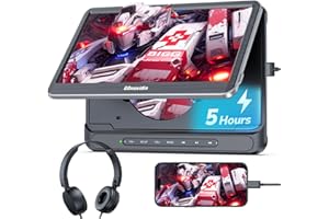 GOnavidio 12'' Lecteur DVD Voiture pour Enfants avec entrée HDMI, Lecteur vidéo Portable équipé 5H Batterie, Support la Carte USB/TF, entrée et Sortie AV, décodage HD, sans région, dernière mémoire