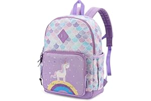 VASCHY Mochila Niña, Mochilas Escolares Mochila Infantil 4-6 Años para Escolar Ajustar Carpeta A4 con Bolsillos Laterales y Correa en Pecho