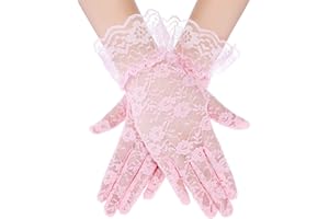 UCLEVER Short Elegant Lace Gloves, Ladies Floral Lace Gloves for Women Evening Wedding Tea Party Prom Cosplay