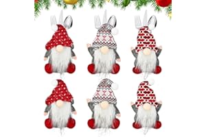 Kleemeiero 6 PCS Porta Cubiertos Navideños de Fieltro, Bolsita para Cubiertos de Navidad con Diseño de Papá Noel sin Cara, Porta Cucharas Navideños, FundaCubiertos Navidad para Decoración de Mesa