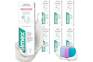 Elmex SENSITIVE PROFESSIONAL REPAIR & PREVENT Zahnpasta 75 ml, 6er Set (6 x 75 ml) und Celexqua Zahnbürstekappe