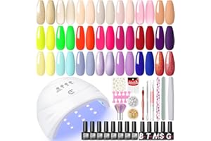 COSCELIA Zestaw do paznokci żelowych i lampa, 20 kolorów + 5 sztuk żelowych lakierów do paznokci różowy nude, fioletowy, czerwony, niebieski, zielony, zestaw żelowy do manicure i manicure Base Tools