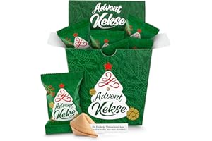 ‎SCHÖNE GÜTER Glückskekse Weihnachten Adventskalender Füllung 9 Glücks Kekse für Adventskalender zum Befüllen mit Lebkuchengeschmack im Display Nikolaus Geschenk Wichteln Geschenk Geschenkverpackung