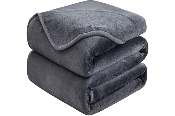HOZY Plaid Couverture Polaire 230x270cm Gris Fonce Doux et Chaude - 350GSM Couverture de Lit et Jeté de Canapé Flanelle - Réversible Double Face