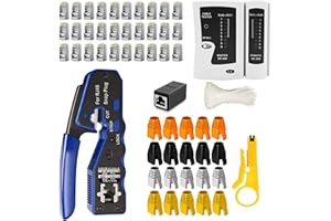 LUBEIN-BRAND LUBEIN Probador del Cable de la Red RJ45, CAT5/CAT6 Kit de Herramientas para Electricista de Mantenimiento de Red con pelacables alicates de, Crimpadora Prensador de Conectores(Negro)