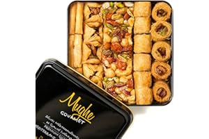 Mughe Gourmet - Caja de regalo de postres de baklava de lujo - Dulces frescos de pistacho turco Baklawa - 750g - doble capa - Regalos de pasteles para hombres y mujeres, Navidad, cumpleaños
