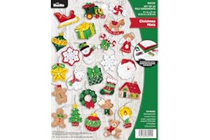 BUCILLA Plaid 89222E Filz-Ornament-Set, Weihnachten, Mini-Weihnachtsdekoration, Einheitsgröße