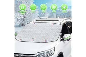 Oziral Car Windscreen Snow Cover with Two Mirror Covers & Hook & Magnets Ultra Thick Auto Windscreen Protector Covers Ice Frost Sun UV Dust Water Resistance for Cars SUVS in all Weather 58" x47"