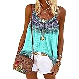 Achinel Womens Summer Beach Vest Top Flowy Tank Top Boho Sleeveless Strappy Cami Tunic Top Ladies Camisole Pleated T Shirts