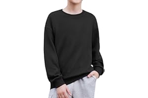 Arshiner Sweatshirts Garçon Col Rond Loisirs Manches Longues Basique Couleur Unie Tendance Automne Hiver Vêtements pour Enfants 6-14 Ans