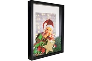 BD ART Marco 28 x 35 cm Box 3D para Fotos Color Negro con Paspartu para Fotos 20 x 25 cm. Frente de Vidrio.