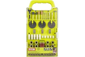 Ryobi Zestaw Akcesoriów RAKRT155 do Miniszlifierek Obrotowych z Uchwytem 1/8″, 155 Elementów