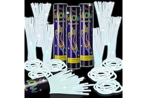 Hestya 300 Bastoncini Luminosi da 20 cm con Connettori Bastoni Fluorescenti Neon Bastoni Fosforescenti Si Illuminano al Buio per Feste Compleanno Concerto Nozze Carnevale Natale Capodanno (Bianco)