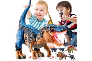 BLmukce Large Dinosaur Toys T-Rex with 10 Mini Dinosaurs Inside, Water Mist Spray & Red Beam, Roaring Sounds & Effects – Educational Toy for Kids 3 4 5 6 Years Old Boys & Girls
