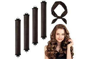 AOMAIC Pack of 4 Overnight Curls Heatless Curls Band with Turban Curlers Overnight Curls Without Heat Overnight Blowout Hair Curler Heatless Blowout Hair Overnight (Brown, 30 cm)