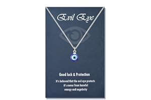 Genkigold Collana Occhio Malvagio: Pendente Amuleto Occhio Blu Delicato Placcato Oro 18k/Platino con Catena Regolabile - Protezione Ojo Turco Kabbalah -Regalo di Gioielleria Squisito per Donne Ragazze