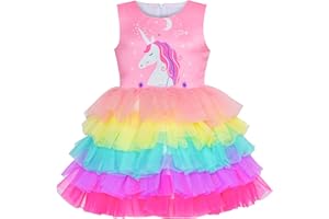 SUNNY FASHION Girls Dress Birthday Princess Ruffle Dress Cake Balloon Print Age 3-10 Years