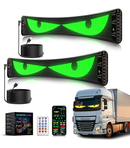 DriveNova 2 Pezzi Occhi LED Per Camion, 120 * 595mm Occhi Luminosi A LED Devil Eyes, Display Led Flessibile Grande Programmabile Per Auto, Camion, Negozi, Design Dinamico Fai-da-Te - 8