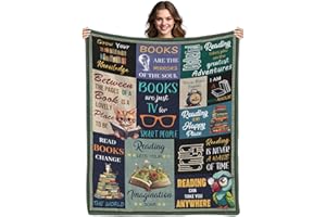 Fiwbnasz Book Lover Gifts for Women, Librarian Gifts for Women, Book Club Gifts for Women, Kids, Ideas, Book Cover, Reading Blanket for Book Lovers (50 x 60 Inch)