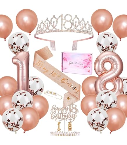 Corona E Fascia 18° Compleanno Oro Rosa Con Strass - Set Regalo Per Ragazza - Foto 3