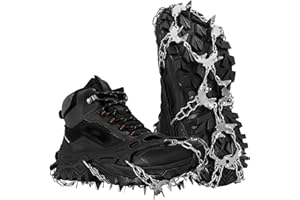 HOSLAFON Ramponi per scarpe, 32 punte, ramponi da neve e ghiaccio, ramponi in acciaio inossidabile per escursioni a piedi