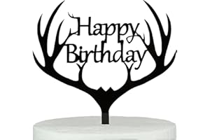 LOVENJOY Décoration de gâteau d'anniversaire en Forme de Bois de cerf avec boîte Cadeau en Acrylique Noir 15 cm