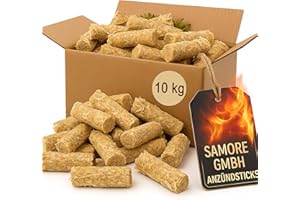 Samore 10 kg Anzünder Anzündsticks Feuersticks Ideal für für Grill/Kamin/Ofen - Anzündbrikettsticks Kaminanzünder aus Öko Holz-Wolle und Wachs - schnell und umweltfreundlich