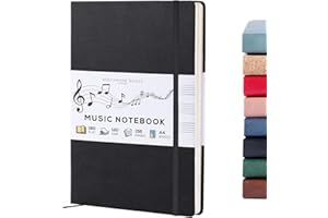 Beechmore Books Cahier de musique A4 (21,6 x 29 cm) – 156 pages, 120 g/m² | Couverture rigide simili cuir, portées perforées, ouverture à plat, coffret cadeau pour musiciens & compositeurs