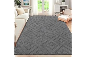 SHACOS Szary dywan do salonu 120x160 cm, miękki dywan z krótkim włosiem, zmywalny, nowoczesny, antypoślizgowy, geometryczny dywan do sypialni, jadalni, domowego biura