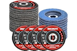 Flap Discs 115mm Angle Grinder Discs - INCIKITI 20pcs Grinding Discs 40/60/80/120 Grit Sanding Discs for Angle Grinder, Type 29 Grinding Discs 115mm for Metal Wood, Stainless Steel Grinding