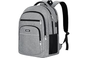 Dfikisy Groß Rucksack Herren, Laptop Rucksack Wasserdicht 17,3 Zoll Schulrucksack Laptoptasche mit USB Ladeanschluss Anti Diebstahl Business Arbeit Reisen Rucksack für Teenager Jungen herren (Grau)