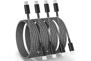 AWINBOW USB C to USB C Charger Cable, 4Pack 6FT 60W Nylon Braided Type C Fast Charging for iPhone 16 15 Pro Max/Plus, iPad Pro/Air, MacBook, Samsung Galaxy S23 Switch