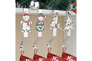 EBANKU 4 soportes para calcetines Navidad chimenea, 4 soportes plateados para calcetines chimenea, ganchos antideslizantes y resistentes calcetines chimenea para decoración estantes navideños