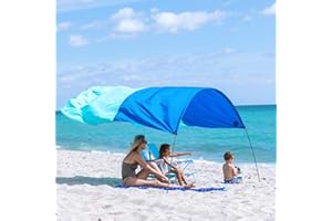Shibumi shade Mini®, The Original Wind-Powered® Beach Canopy, Provides 75 Sq. Ft. of Shade for Up to 8 People, Sets Up in 2 Minutes, Includes Wind Assist