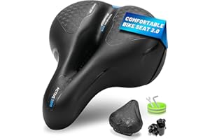 CDYWD Selle Velo Ultra Confortable Homme et Femme, Large, Super Doux, Ergonomique, Selle Vélo en Mousse à Mémoire de Forme, Selle de Velo Confort pour VTT, Vélo de Ville, Ebike, Vélo Stationnaire