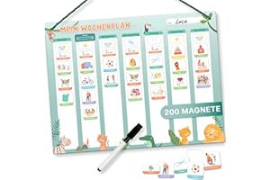 Mini Mindz® Wochenplaner Kinder - Montessori Magnettafel im niedlichen Design inkl. 200 Magnete & Stift - Lernspiele ab 3 Jahre - Kalender Kinder - Wochenplan Kinder - Magnettafel Kinder