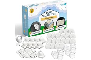 Booboo Baby 38 Pack Magnet Child Safety Baby Proofing Kit | x8 Magnetic Child Safety Cupboard Locks, x10 Corner Guards, x20 Plug Socket Protectors | Baby Proofing for Kitchen, Cabinets and Drawers
