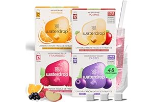 WATERDROP MICRODRINK waterdrop® Microdrink Set Coffret Fruits Classiques - 48 Pastilles Pour Boisson Hydratante en Saveurs Pomme, Orange, Framboise & Cassis, Cubes Boisson Vegan, Vitamine C B, Eau Aromatisée Sans Sucre