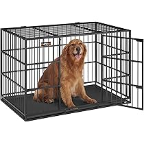 Feandrea Zware hondenkooi, 122 x 74,5 x 80,5 cm, voor grote en middelgrote honden, dubbele deur, eenvoudige reiniging, hondenpark, XXL, zwart PPD003B01