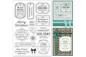 ORIGACH Thèmes de Texte Silicone Tampon Noël Transparents Scrapbooking Stamp pour Vacances Anniversaire Nouvel Fabrication de Cartes et DIY Scrapbooking Album Décoration