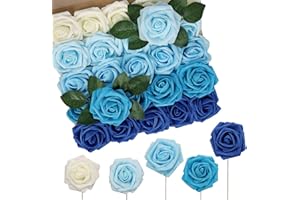 ‎N&T NIETING N&T NIETING Künstliche Blumen Rosen, 50 STÜCKE Real Touch Rose Blume mit Stiel für DIY Hochzeitssträuße Brautdusche Tafelaufsätze Blumenarrangements Partytische Heimdekorationen