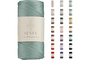 S SENSY Sensy Premium 2 mm Polyester-Seil, 100% Polypropylen-Schnur, Makramee-Schnur, 2 mm Häkeltasche, Makramee-Seil, Häkelgarn, Geschenk für Strickwaren (Salbei)